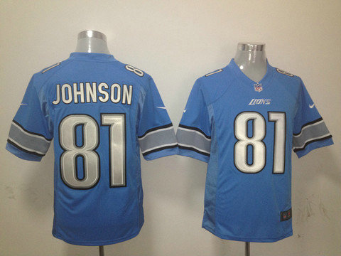 Nike NFL Detroit Lions 81 Calvin Johnson Nike Blue Game Jerseys